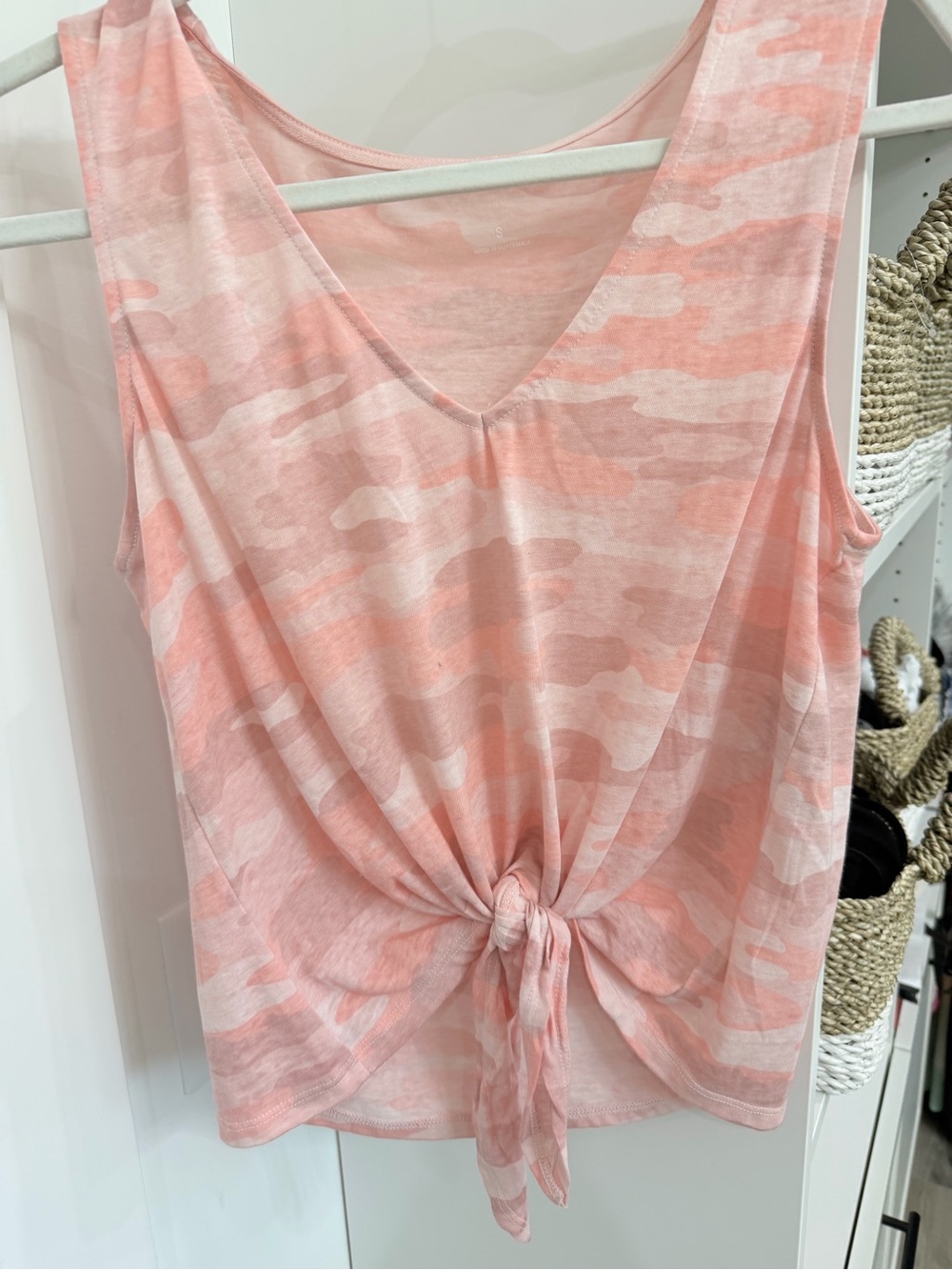 Lucky Brand Pink Camo Tie-Front Tank